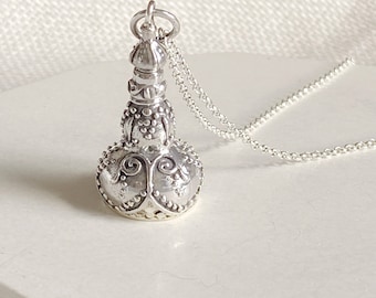 Runa Perfume Bottle Necklace Tiny Spoon Aromatherapy Pendant Necklace Essential Oil Locket in Sterling Silver