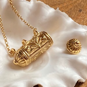 18k Gold Vermeil Kiaria wishing locket pendant which holds a secret message or affirmation image 5