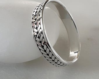 Braided Herringbone Sterling Silver Ring - 4mm Band - Etsy