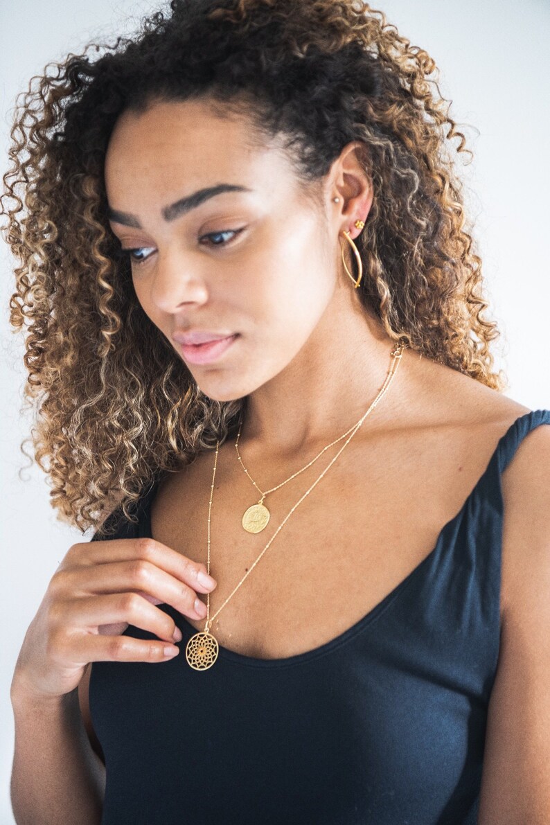 Sun Seeker Pendant Necklace on 18k Gold Vermeil Satellite Chain