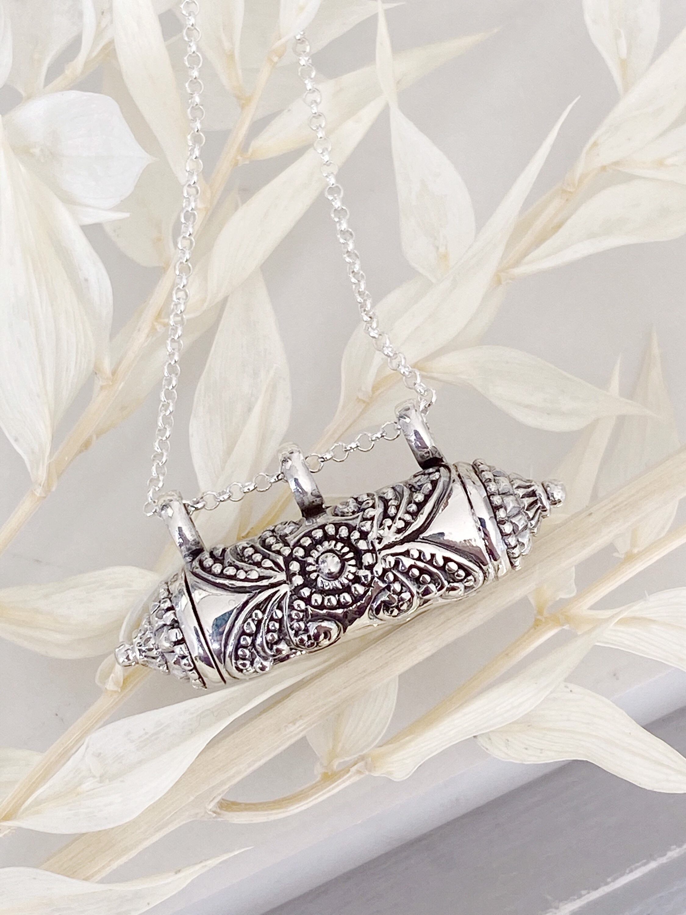 925 Sterling Silver Bullet Locket Pendant - Screw Top Prayer Box - Shiny Polished, Handmade