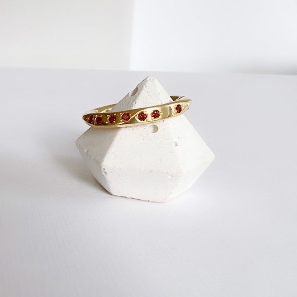 Gorgeous Garnet Angled 18k Gold Vermeil Statement Ring