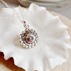 Sterling Silver Sola Blue Topaz Harmony Chiming Ball on a 24” Sterling  Silver curb chain