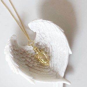 Jasmijn parfumflesje ketting aromatherapie hanger, medaillon met essentiële olie is 18k verguld sterlingzilver