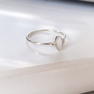 Delicate Mother of Pearl Marquise Sterling Silver Ring