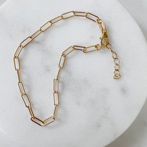 Paperclip Bracelet  Gold Plated Sterling Silver - two chain sizes
