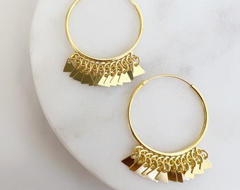 Triangle Tango Hoops-  18k Gold Vermeil Earrings