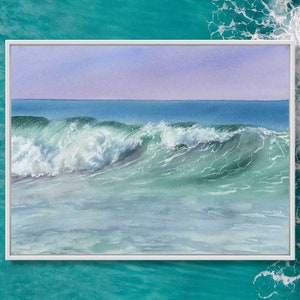 Premium Quality Giclee Fine Art Print | &quot;Big Wave&quot; | Seascape | Ocean Fine Art Print | Large Size | Print of Original Watercolor Painting