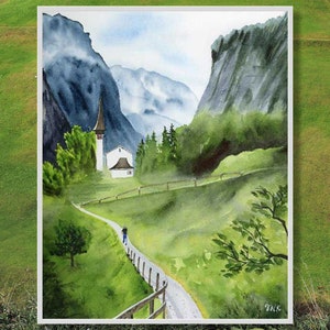 High Quality Giclée Art Print | 8 x 10 inches | &quot;Green Mountain&quot; | Giclée Art Print of an Original Watercolor Painting
