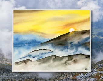 High Quality Giclée Art Print | 8 x 10 inches | "Mountain Mist" | Giclée Art Print of an Original Watercolor Painting