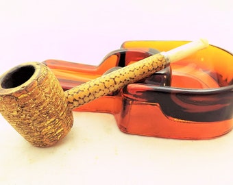 Vintage Missouri Meerschaum Rob Roy Estate Corn Cob Pipe With Bone Bit