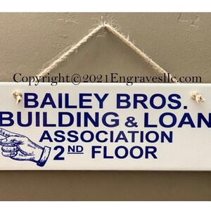 It&#39;s a wonderful life , Bedford falls , Bailey Bros. Building and Loan , ceramic Christmas sign , Christmas collection