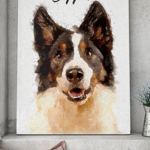 Dog Water Color Painting, Dog Canvas Portrait, Water Color Gift Idea For Dog Lovers, Pet Canvas Birthday Present, Pet Wall Art From photo