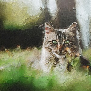 Custom Cat Portrait From Photo, Custom Painting Pet Memorial Gift, Dog Portrait, Personalized Gift, Digital Painting Canvas Print
