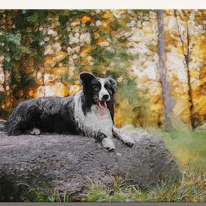Pet Portrait From Photo, Custom Dog Painting Pet Memorial Gift, Dog Portrait, Personalized Digital Painting Canvas Print, Dog Lover Gift