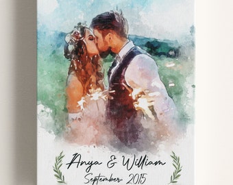 Watercolor Painting from Your Photo For Couple Personalized Unique Portrait Gift Idea For Friend Digital Painting Canvas Wall Art Print