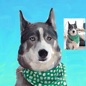 Dog Painting Custom From Photo Pet Portrait Digital Memorial Gift For Dog Lover Personalized Gift Painting Canvas Print Ready to Hang
