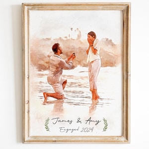 Personalisiertes Geschenk für Frau Ehemann, Aquarell Porträt vom Foto Paar Jahrestag Geschenk Gemälde vom Foto, Aquarell Wandkunst