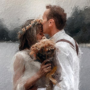 Retrato en pintura al óleo personalizado a partir de una foto, retrato de boda, retrato familiar para pareja, retrato de compromiso de cumpleaños, regalo conmemorativo de mascota, arte de pared