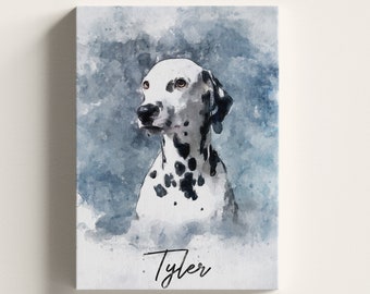 Dog Watercolor Portrait From Photo Personalized Dog Portrait For Dog Lover Pet Memorial Gift Cat Custom Painting Wall Art Canvas