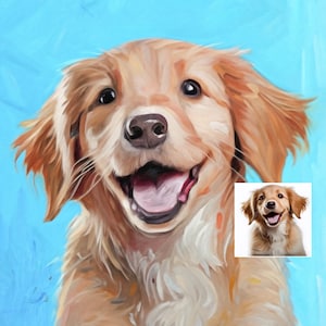 Dog Portrait From Photo Custom Pet Painting Pet Memorial Gift For Dog Lover Personalized Gift Digital Painting Canvas Print Ready to Hang