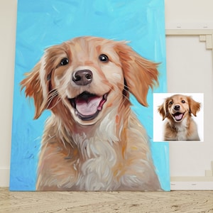 Pet Portrait From Photo Custom Pet Painting Dog Memorial Gift For Dog Lover Personalized Gift Digital Painting Canvas Print Ready to Hang
