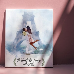 Ritratto ad acquerello personalizzato da qualsiasi foto, trasforma la tua fotografia in arte, regalo personalizzato unico per lui o lei, dipinto digitale stampato