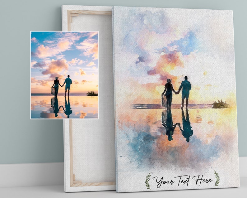 Personalized Watercolor Portrait, Custom Painting from Photo, Unique Engagement Gift, Wedding Anniversary Idea image 3