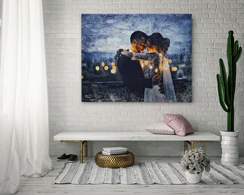 Wedding Portrait From Photo Engagement Personalized Painting | Etsy