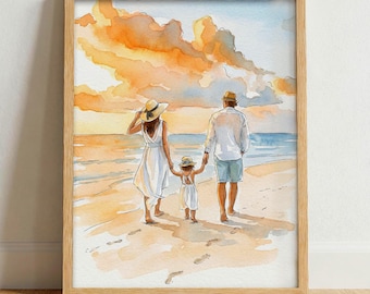 Watercolor Painting from Photo, Custom Watercolor Couple Portrait, Canvas wall art
