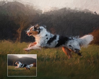 Retrato de perro personalizado: impresión en lienzo para el dueño de la mascota / idea de regalo de arte de pared personalizado