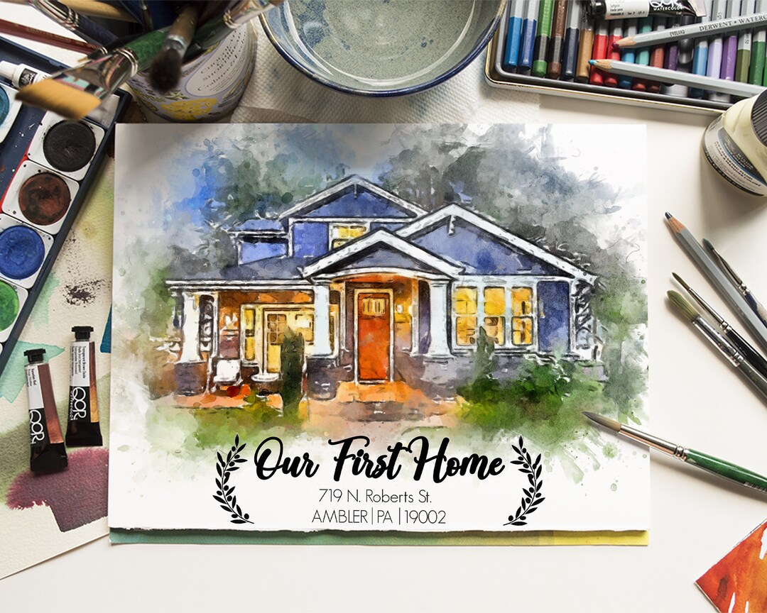 Watercolor House Portrait From Photo, Custom House Warm Gift ...