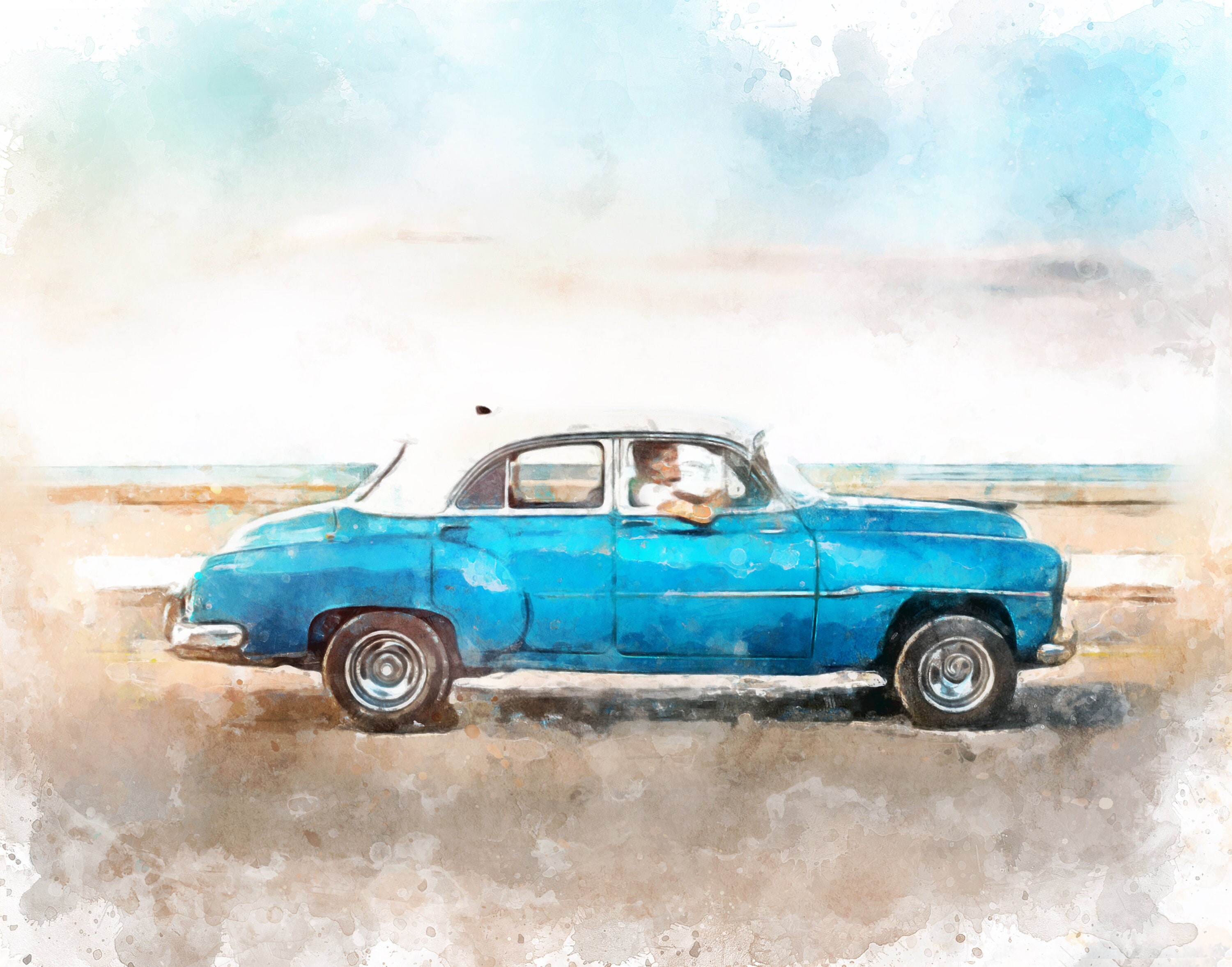 AQUARELLS Auto-Gemälde Nach Foto – Individuelles Portrait Deines Autos Auf Leinwand Oder Digital
