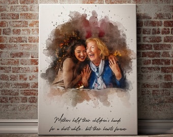 Mothers Day Watercolor Portrait From Photo, Custom Painting From Picture, Gift For Mum