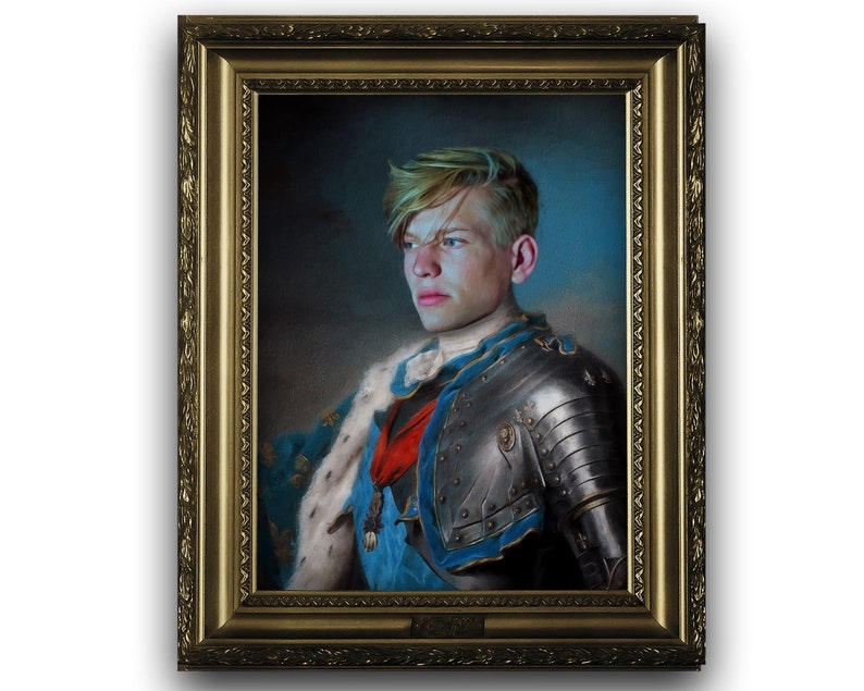 King Portrait For Boyfriend Victorian Print Historical Custom Knight Portrait For Him Royal Portrait On Canvas Medieval