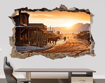 Väggdekor Western Cowboy Town Väggdekor Väggkonst Poster Kontor Barnrum Heminredning ID841