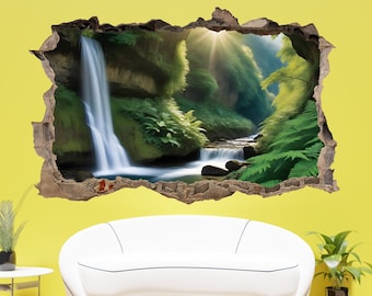 Adesivo de parede natureza cachoeira arte mural decalque escritório berçário decoração de casa id881