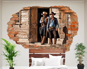 Cowboys Western Town Väggkonst Klistermärke Dekal Väggkonst Poster Kontor Barnrum Heminredning ID845