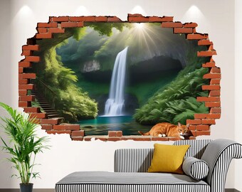 Cachoeira cenário adesivo de parede arte mural decalque cartaz escritório berçário quarto decoração casa id882