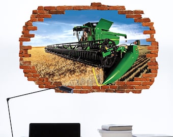 Agricultural Farming Combine Harvester Wall Sticker Art Poster Mural Transfer Decal Print Living Room Home Nursery Office Shop Decor ID313