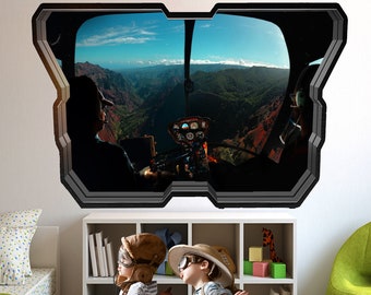 Helicopter Cockpit Pilots Wall Sticker Art Poster Mural Transfer Decal Print Room Home Nursery Office Shop Decor ID520