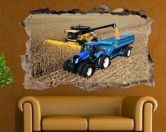 Wheat Field Combine Harvester Tractor Wall Sticker Art Poster Mural Transfer Decal Print Room Home Nursery Office Shop Decor ID581