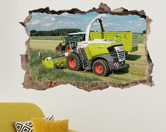 Traktor Grass Harvester Wandaufkleber Wandbild Poster Aufkleber Zimmer Büro Kinderzimmer Dekor ID641