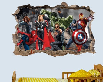 Superheroes Avengers Ironman Spiderman Wall Sticker Art 3D Effect Poster Mural Decal Room Office Nursery Decor ID249