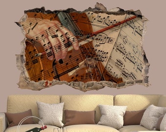 Musician Violin Musical Notes Wall Sticker Art Poster Mural Transfer Decal Print Room Home Nursery Office Shop Decor ID567