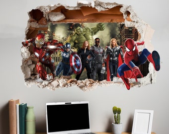 Superheroes Avengers Characters Wall Sticker Art Poster Mural Transfer Decal Print Living Kids Room Home Nursery Office Shop Decor ID590