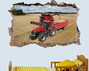 Erntemaschine, Traktor Und Co Wandtattoo - Fahrzeuge Wandaufkleber Selbstklebend Illustration