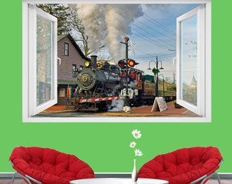 Vintage Locomotive Steam Train Wall Sticker Art Poster Mural Transfer Decal Print Room Home Nursery Office Shop Decor ID455