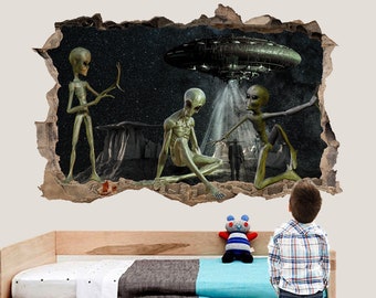 Aliens Extraterrestrial UFO Invasion Wall Sticker Art Poster Mural Transfer Decal Print Room Home Nursery Office Shop Decor ID553