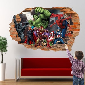 スーパーヒーロー アベンジャーズ キャラクター ウォールステッカー スパイダーマン ハルク ソー ポスター 壁画 デカール オフィス 保育室 装飾 ID746